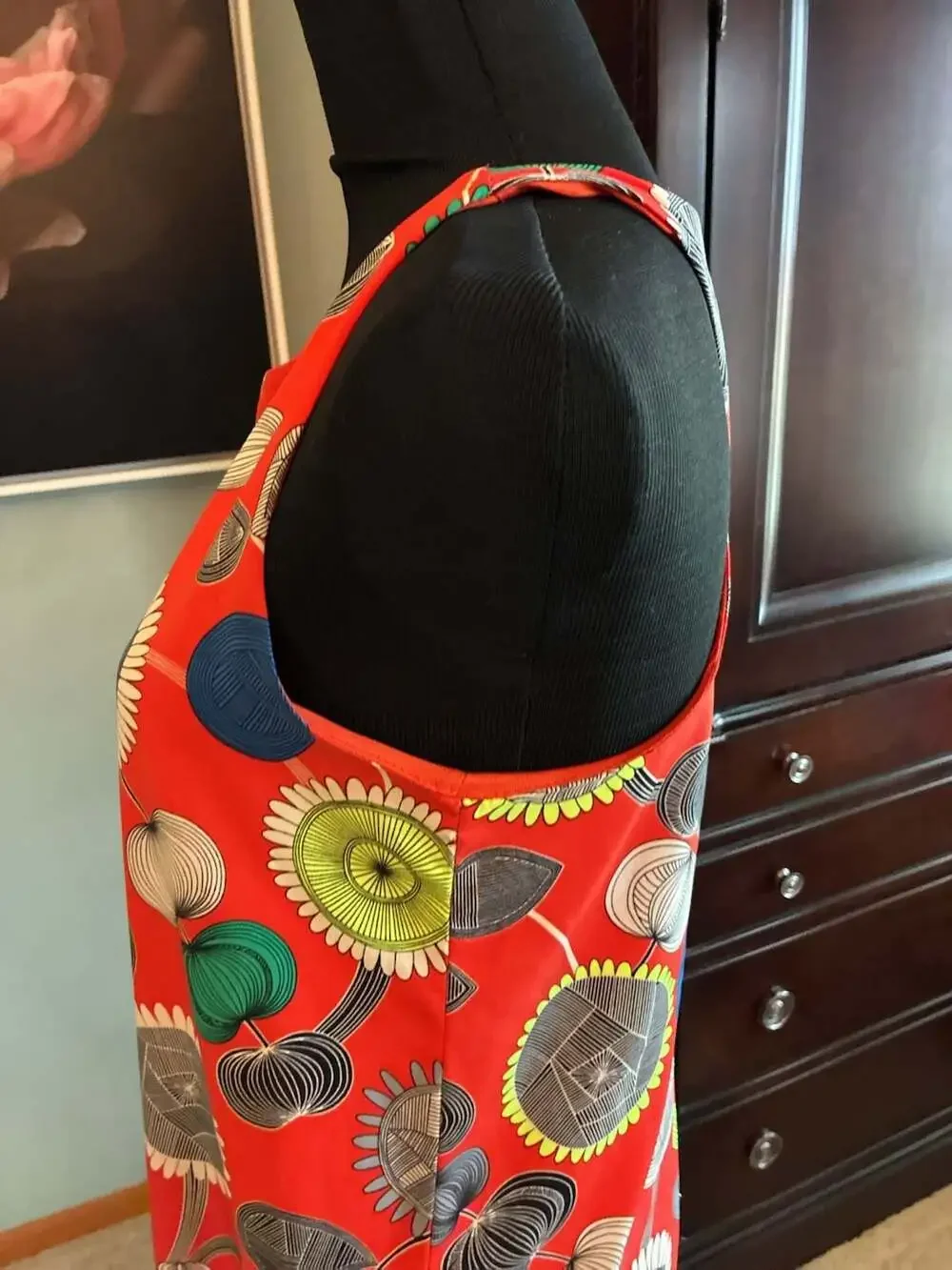 Teenflo Red Abstract Floral Print Sleeveless Shift Dress SzXL S A678